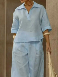 Full Size 3/4 Sleeve Top and Wide Leg Pants Set Plus Size 101001978569946 39 Affordable Fashion Under $100 Jerry's Apparel 