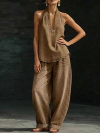 Full Size Halter Neck Top and Wide Leg Pants Plus Size 100100902768538 63 Affordable Fashion Under $100 Jerry's Apparel 