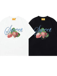 Men's Sweet Strawberry Graphic Oversized T-Shirt