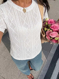 Textured Bow Back Knit T-Shirt 100100804231271 27 Women's T-shirts Affordable Fashion Under $100 Jerry's Apparel 