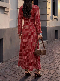 Square Neck Polka Dot Long Sleeve Maxi Dress 101001463928082 48 Affordable Fashion Under $100 Jerry's Apparel 