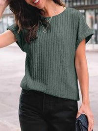 Casual Ribbed Knit Short Sleeve T-Shirt 100100691365915 25 Affordable Fashion Under $100 Jerry's Apparel 