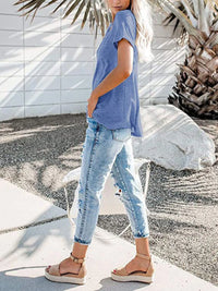 Full Size Notched Short Sleeve T-Shirt Plus Size