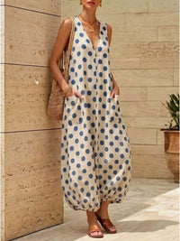 Polka Dot V-Neck Sleeveless Maxi Dress 100100165046334 32 Gifts for Her Jerry's Apparel 