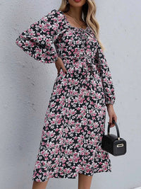 Floral Print Long Sleeve Midi Dress 100100182226731 33 Affordable Fashion Under $100 Jerry's Apparel 
