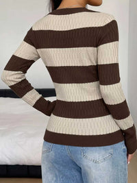 Striped V-Neck Knit Top 100100260743516 41 Affordable Fashion Under $100 Jerry's Apparel 
