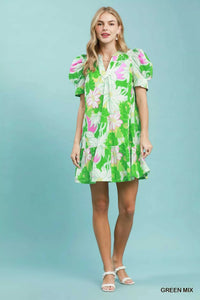 Umgee Floral Puff Sleeve Tiered Mini Dress 100100123971887 60 Affordable Fashion Under $100 Jerry's Apparel 