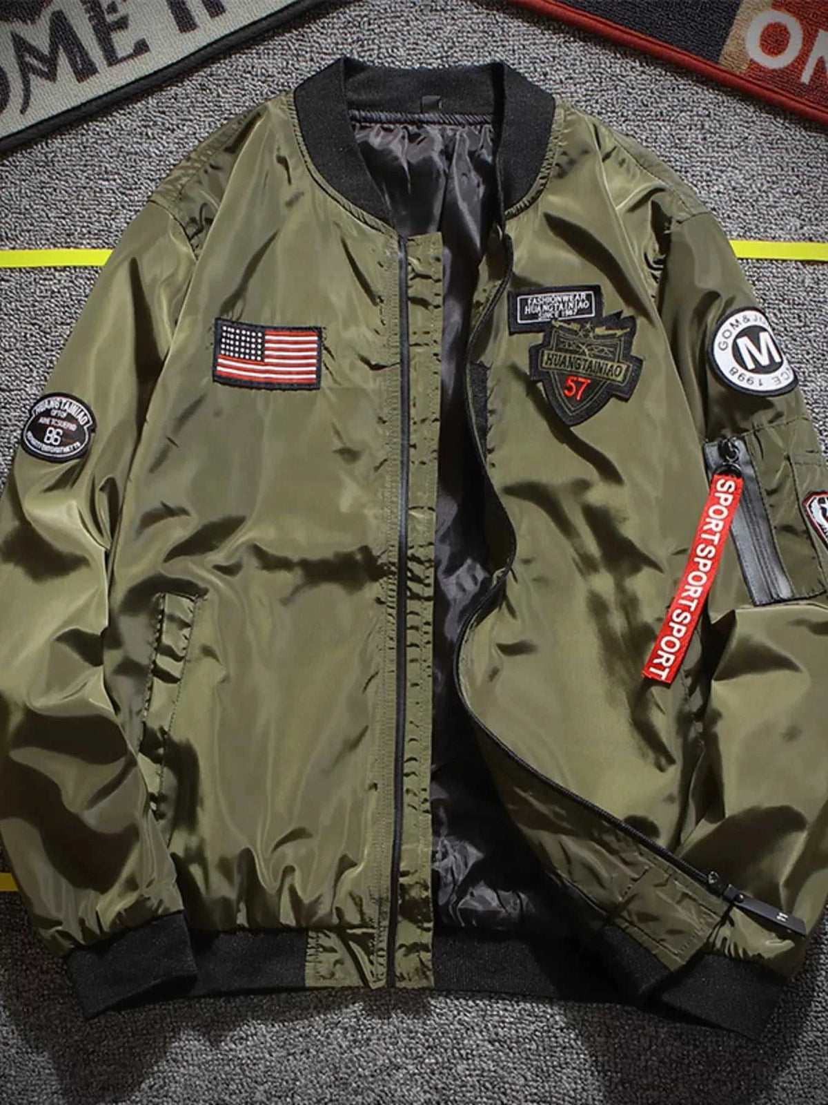Men's Plus Size Military-Inspired Patched Bomber Jacket 100400101573004 52 Affordable Fashion Under $100 Jerry's Apparel 