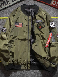 Men's Plus Size Military-Inspired Patched Bomber Jacket 100400101573004 52 Affordable Fashion Under $100 Jerry's Apparel 