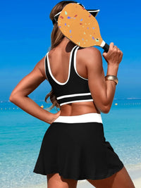 Scoop Neck Top and Skort Swim Set