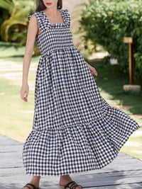 Ruffled Sleeveless Gingham Midi Dress 100100350034223 45 Affordable Fashion Under $100 Jerry's Apparel 