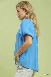 Umgee Button-Down Puff Sleeve Shirt 100100018371117 49 Affordable Fashion Under $100 Jerry's Apparel 