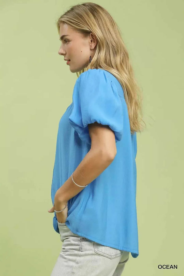 Umgee Button-Down Puff Sleeve Shirt 100100018371117 49 Affordable Fashion Under $100 Jerry's Apparel 