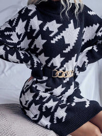 Houndstooth Pattern Turtleneck Sweater Dress 100100643736107 33 Affordable Fashion Under $100 Jerry's Apparel 