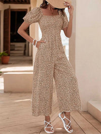 Printed Square Neck Puff Sleeve Jumpsuit 100100346581755 31 Affordable Fashion Under $100 Jerry's Apparel 
