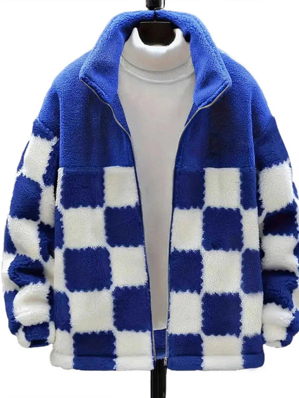 Checkered Fleece Oversized Zip Up Jacket 100100289964884 52 Affordable Fashion Under $100 Jerry's Apparel 
