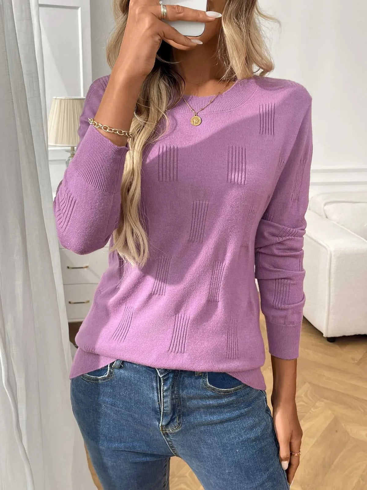 Round Neck Long Sleeve Knit Top 100100576062226 34 Affordable Fashion Under $100 Jerry's Apparel 