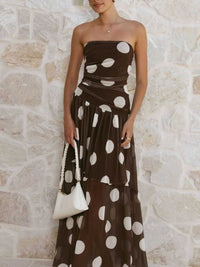 Polka Dot Strapless Ruched Maxi Dress 100100889786131 50 Affordable Fashion Under $100 Jerry's Apparel 