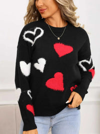 Valentine's Day Heart Pattern Knit Sweater 100100558392039 50 Gifts for Her Jerry's Apparel 