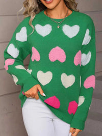 Valentine's Day Heart Pattern Fuzzy Knit Sweater 100100216252554 50 Gifts for Her Jerry's Apparel 