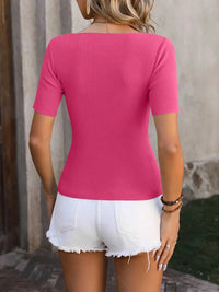 Mandy Square Neck Short Sleeve Sweater 100100906051310 30 Seasonal Fashion Collections Jerry's Apparel 