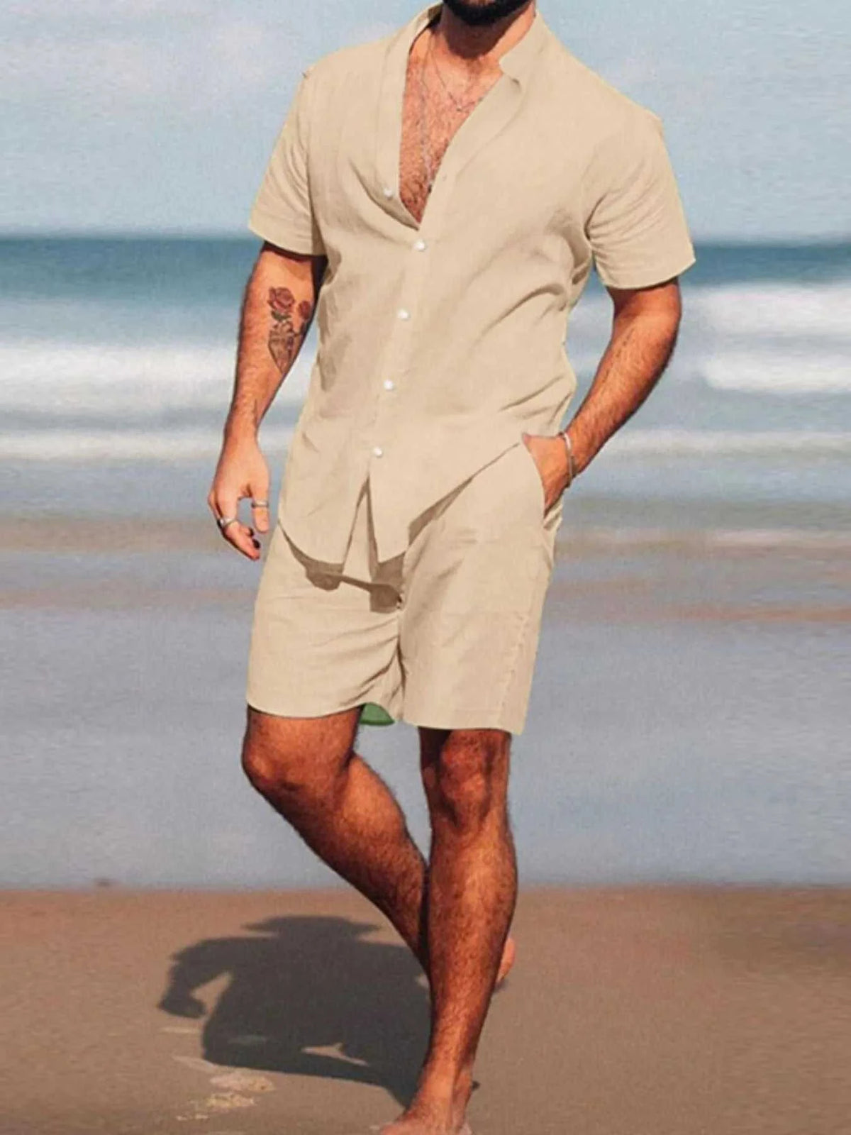 Men's Full Size Short Sleeve Shirt and Shorts Set Plus Size 100400016233105 37 Affordable Fashion Under $100 Jerry's Apparel 