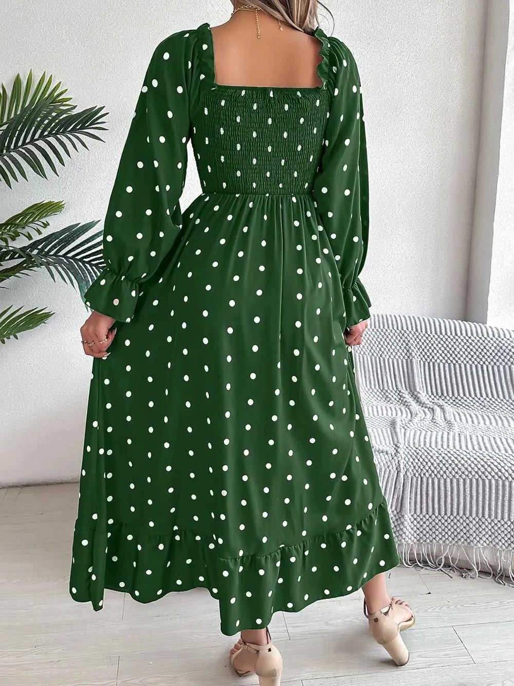Polka Dot Flounce Sleeve Midi Dress 100100910600378 35 Gifts for Her Jerry's Apparel 