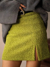 Textured Mini Skirt with Front Slit 100100891974020 42 Affordable Fashion Under $100 Jerry's Apparel 