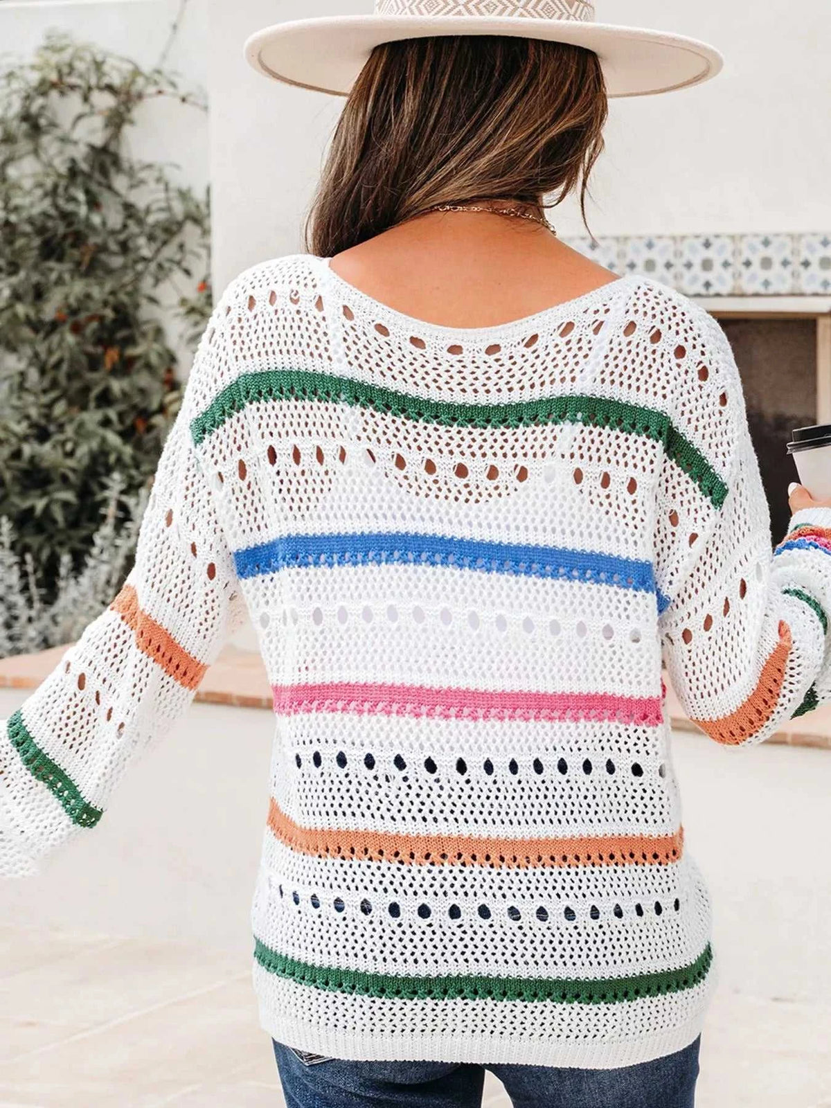 Color Block Striped Pointelle Knit Sweater 100100460861527 43 Affordable Fashion Under $100 Jerry's Apparel 