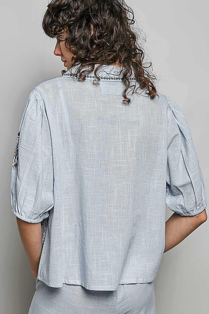 POL Button Down Embroidered Floral Short Sleeve Shirt 100100835201675 50 Affordable Fashion Under $100 Jerry's Apparel 