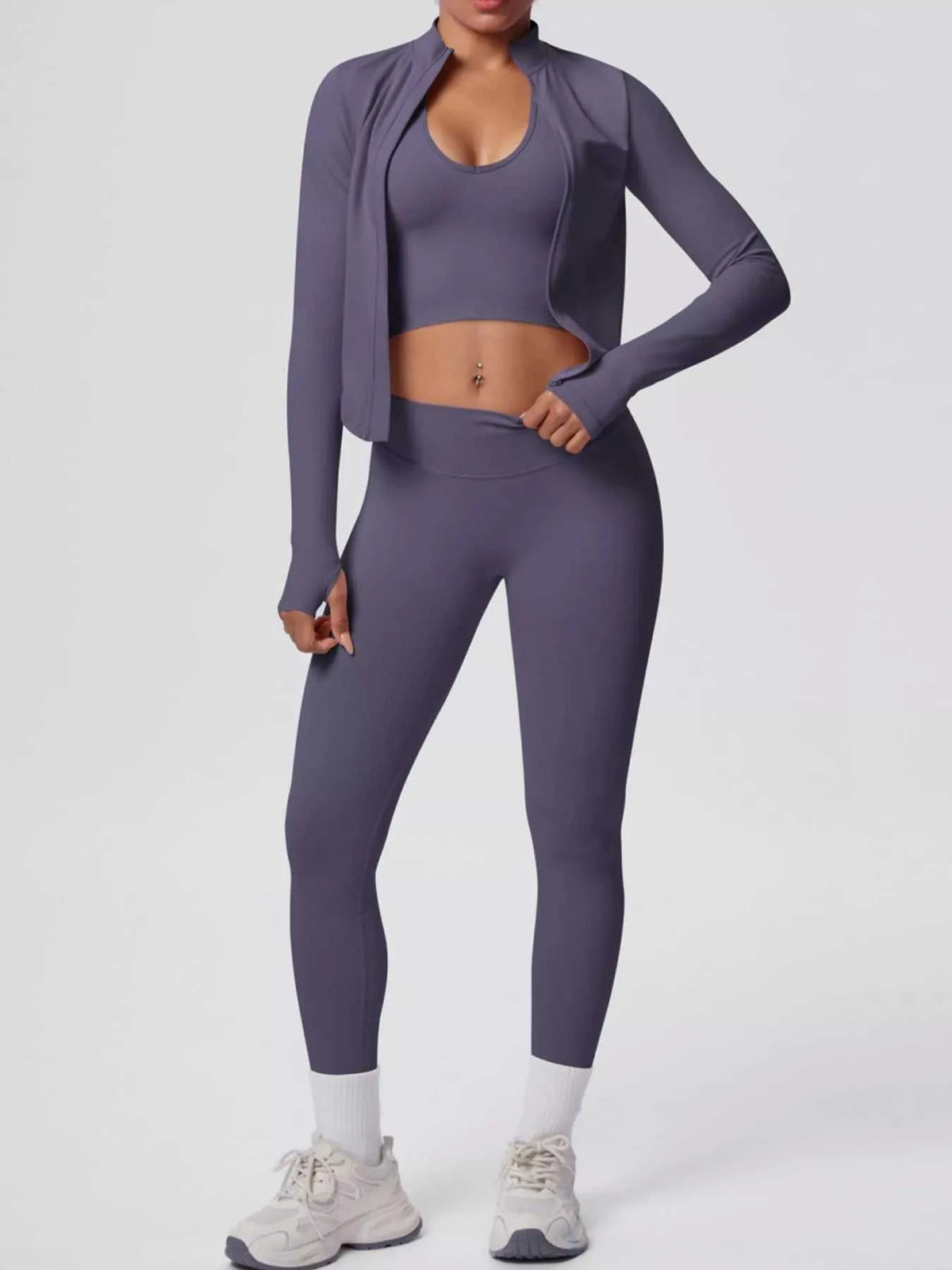 Tank & Zip-Up Jacket and Leggings Three-Piece Active Set 101006896695096 129 Comfortable Weekend Sets Jerry's Apparel 