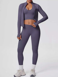 Tank & Zip-Up Jacket and Leggings Three-Piece Active Set 101006896695096 129 Comfortable Weekend Sets Jerry's Apparel 