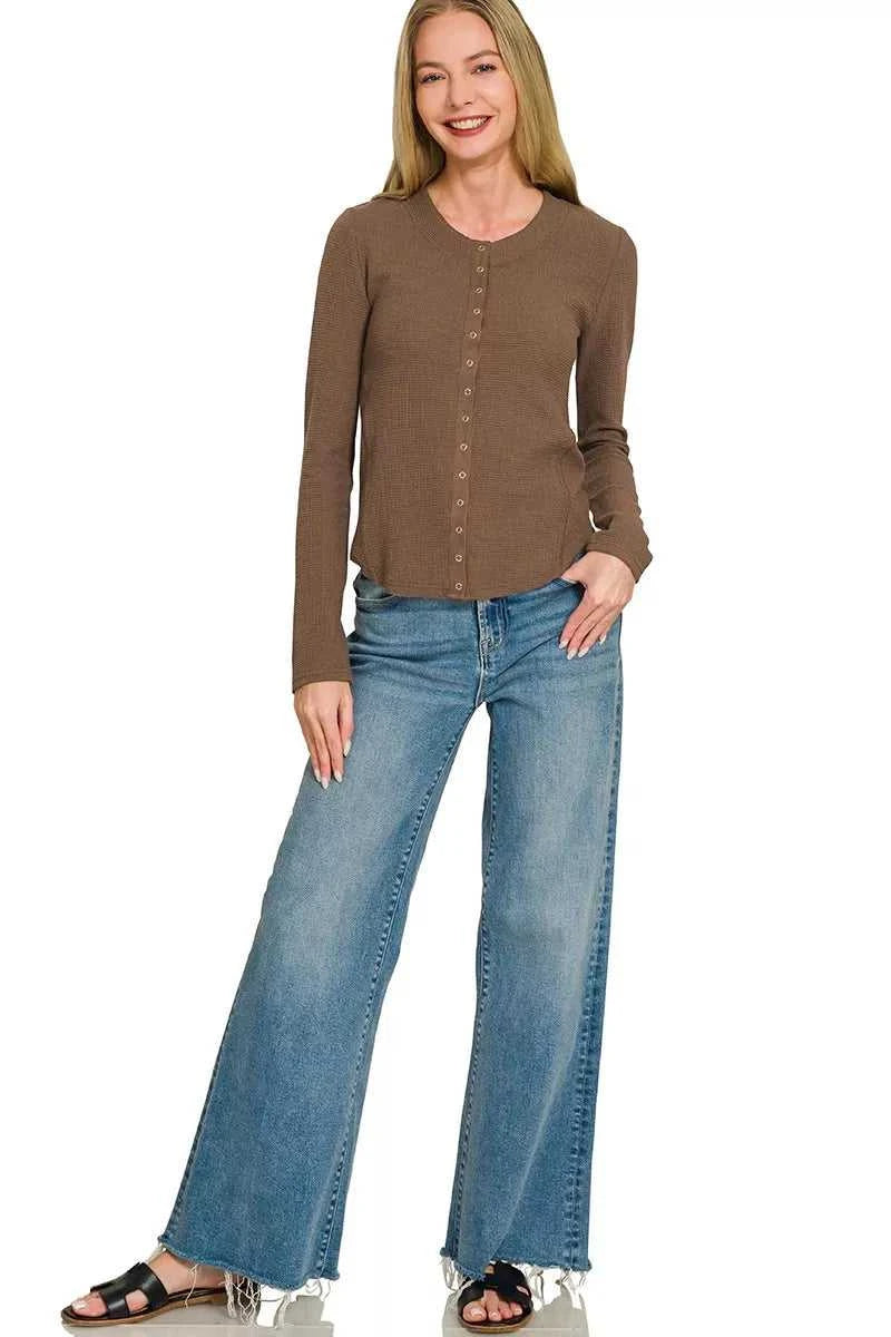 Zenana Double Knit Snap Button Shirts 100100265331375 28 Affordable Fashion Under $100 Jerry's Apparel 