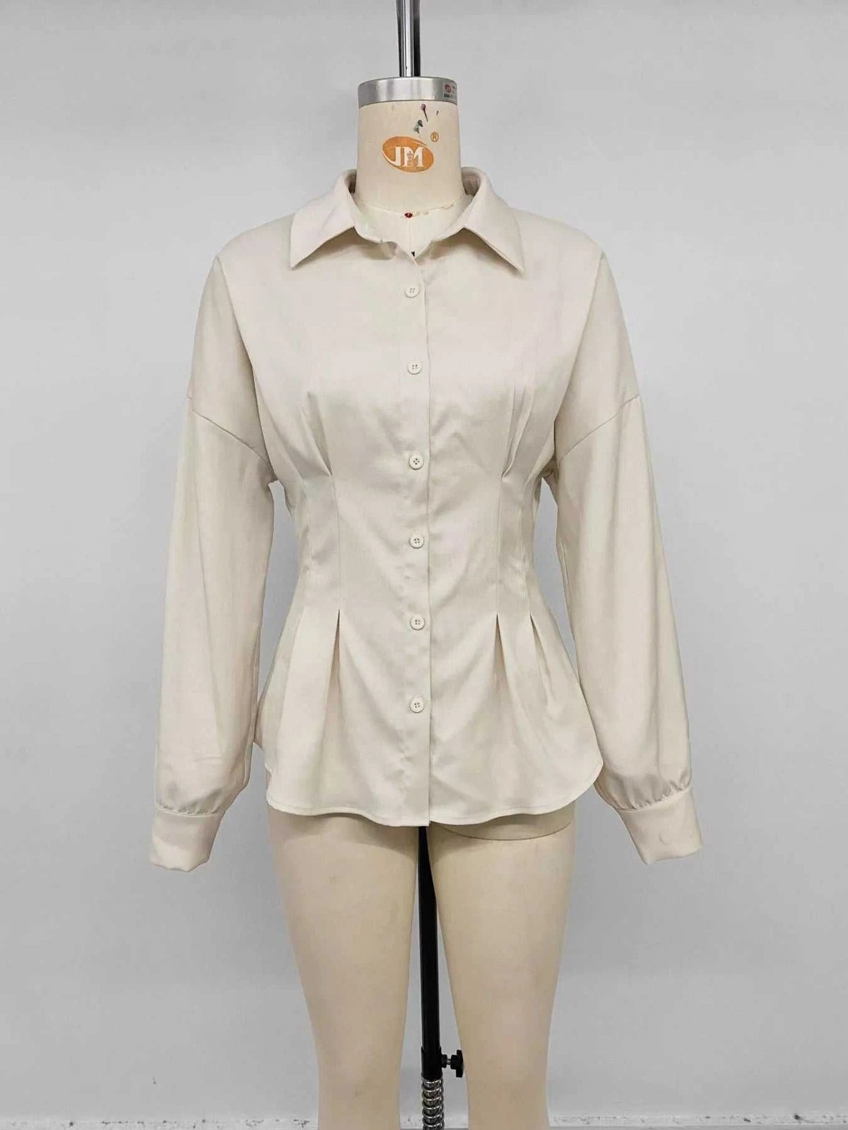 Ruched Button-Up Peplum Shirt 100100541347107 46 Affordable Fashion Under $100 Jerry's Apparel 