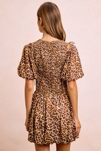 BiBi Leopard Bow Tie Attachable Puff Sleeves Dress 100100826881615 62 Affordable Fashion Under $100 Jerry's Apparel 