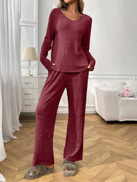 Ribbed Long Sleeve Top and Pants Lounge Set 100100460626810 43 Affordable Fashion Under $100 Jerry's Apparel 