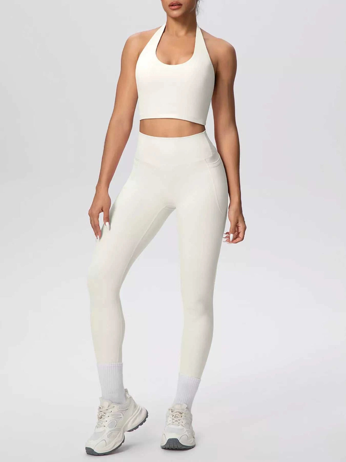 Halter Neck Crop Top and High-Waisted Leggings Active Set 101006684139191 85 Affordable Fashion Under $100 Jerry's Apparel 