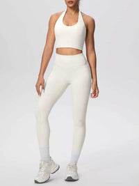 Halter Neck Crop Top and High-Waisted Leggings Active Set 101006684139191 85 Affordable Fashion Under $100 Jerry's Apparel 