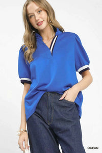 Umgee Luxe knit Contrast Trim Puff Sleeve Top 100100097911931 49 Affordable Fashion Under $100 Jerry's Apparel 