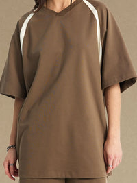 Men's Contrast Round Neck Half Sleeve T-Shirt