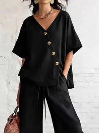Full Size Surplice Half Sleeve Top and Wide-Leg Pants Set Plus Size 100100693330710 43 Affordable Fashion Under $100 Jerry's Apparel 