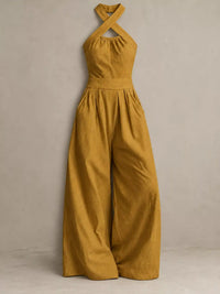 Full Size Halter Neck Wide-Leg Jumpsuit Plus Size 101001857800379 54 Affordable Fashion Under $100 Jerry's Apparel 