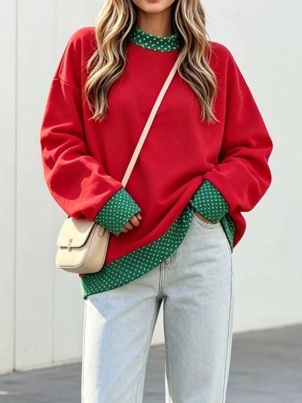 Polka Dot Contrast Trim Dropped Shoulder Sweatshirt 101001512865433 48 Affordable Fashion Under $100 Jerry's Apparel 