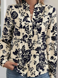 Perfee Printed Notched Long Sleeve Shirt 100100813001238 35 Affordable Fashion Under $100 Jerry's Apparel 