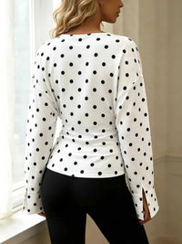 Polka Dot V-Neck Long Sleeve T-Shirt 100100468074592 29 Affordable Fashion Under $100 Jerry's Apparel 