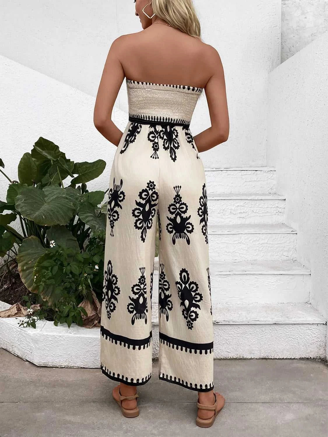 Smocked Printed Wide Leg Jumpsuit 100100237311623 40 Affordable Fashion Under $100 Jerry's Apparel 