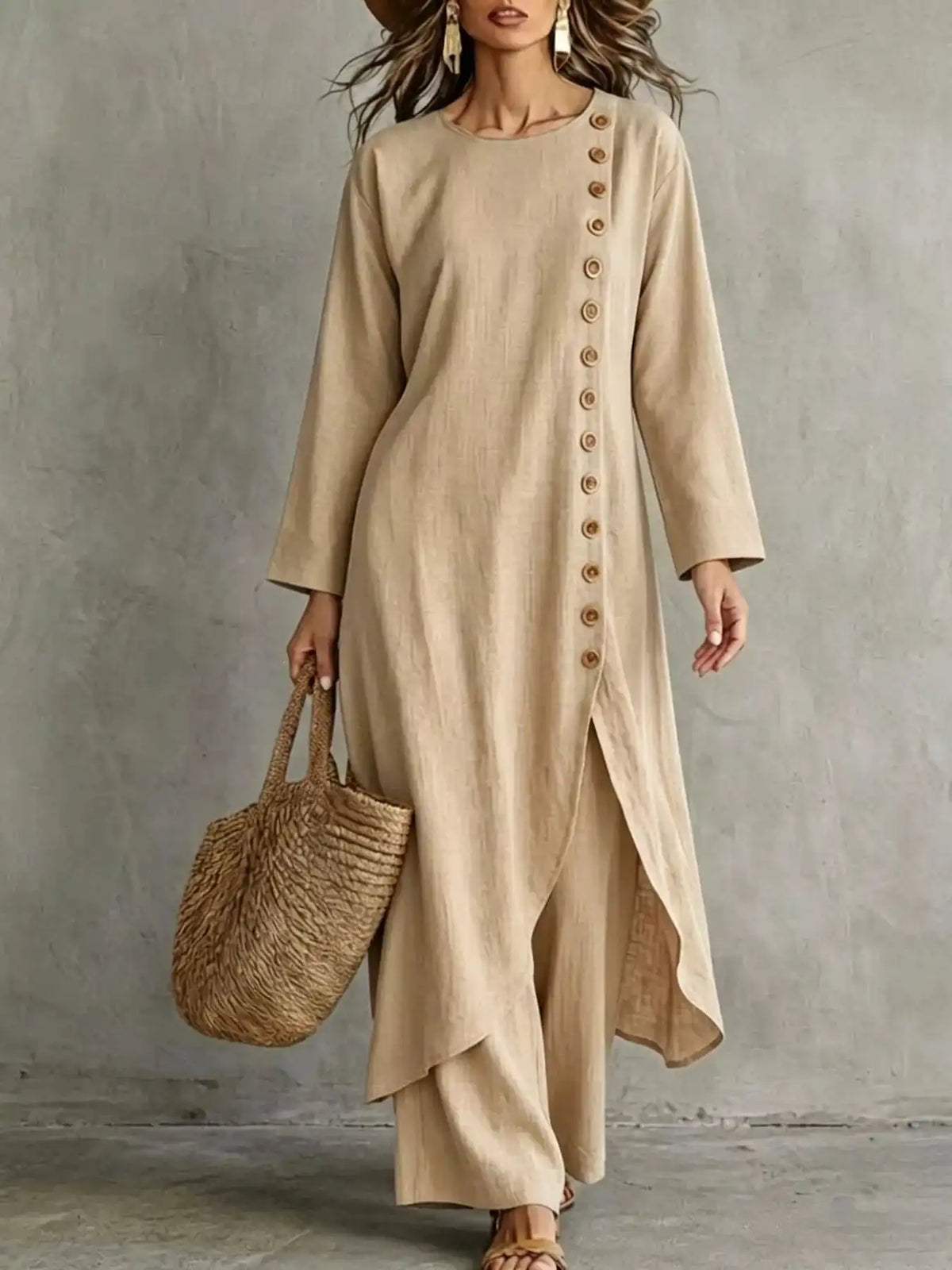 Full Size Side-Buttoned Longline Top and Pants Set Plus Size 101001327097524 51 Affordable Fashion Under $100 Jerry's Apparel 