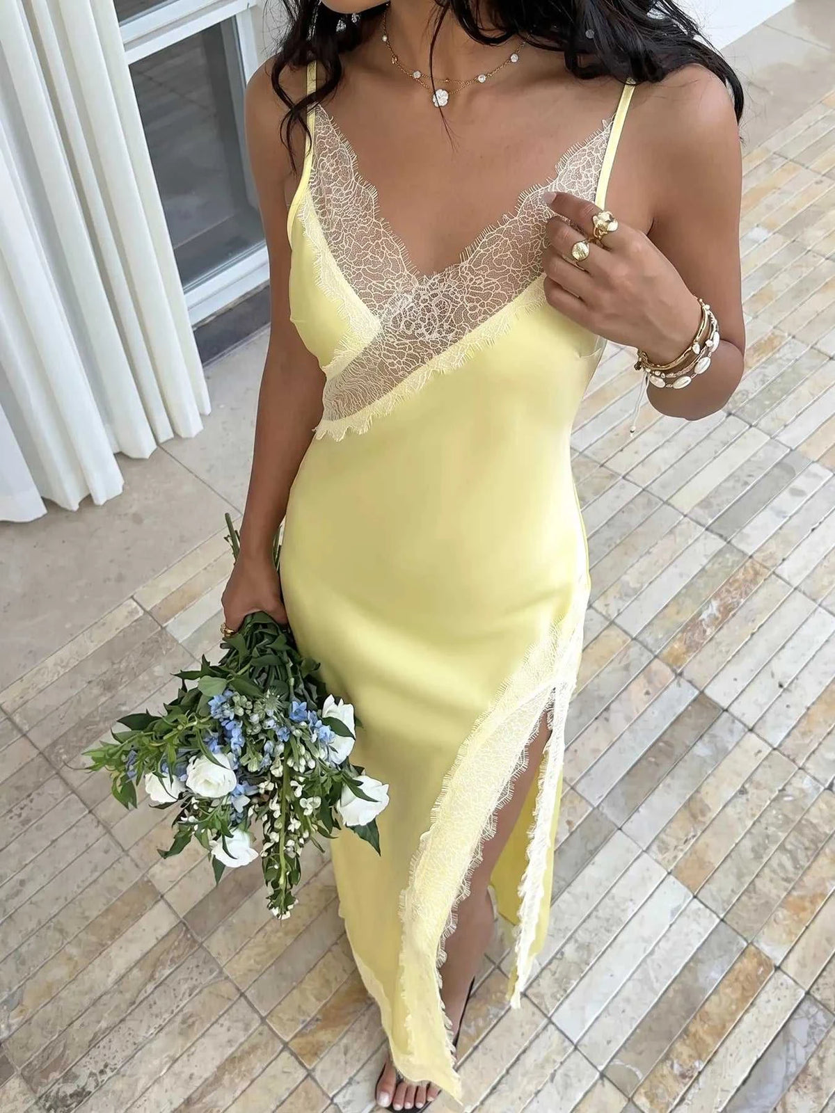 Lace Trimmed Slit Midi Dress 100100029324635 39 Affordable Fashion Under $100 Jerry's Apparel 