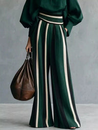 Full Size Mock Neck Top and Striped Wide-Leg Pants Set Plus Size 101001535665890 65 Gifts for Her Jerry's Apparel 