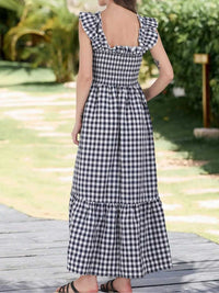 Ruffled Sleeveless Gingham Midi Dress 100100350034223 45 Affordable Fashion Under $100 Jerry's Apparel 